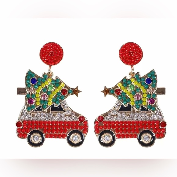BaubleBar Jewelry - Classic Christmas Car Dangle Earrings in Red!